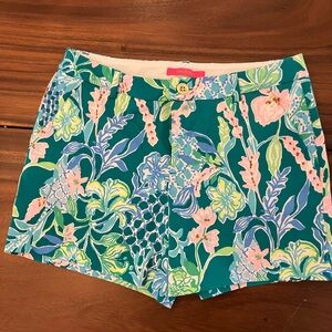 Lilly Pulitzer Teal Tropical Floral Bermuda Shorts